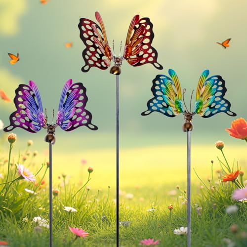 3 Pack Butterfly Decorative Garden Stakes (Butterfly-c)