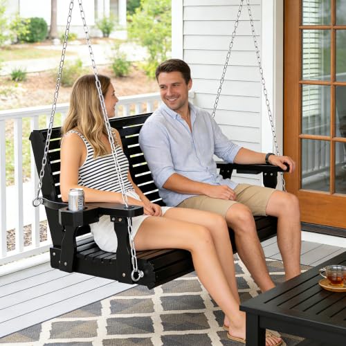 Wooden Porch Swing 2 (Iron Black / 4 FT Extra Large)