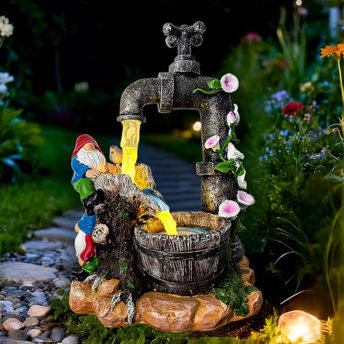 Solar Garden Gnomes Lights Outdoor Statues Yard Decorations Gifts for Mom (Gnome)