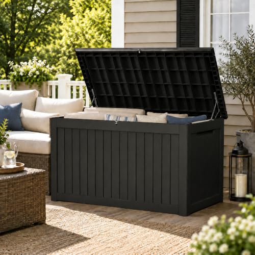 270 Gallon Lockable Resin Outdoor Storage Box (Black / 270 Gallon)