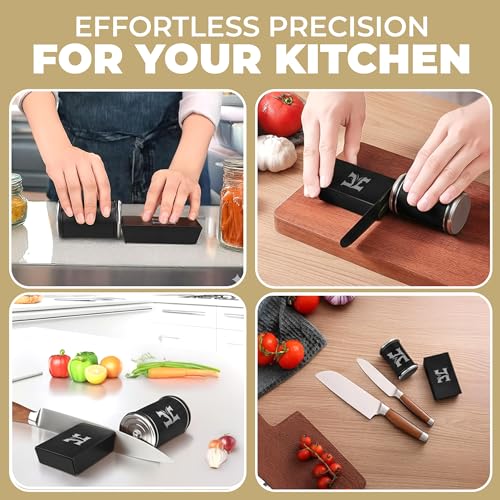 Rolling Knife Sharpener Kit with Diamond & Ceramic Disc (Black)