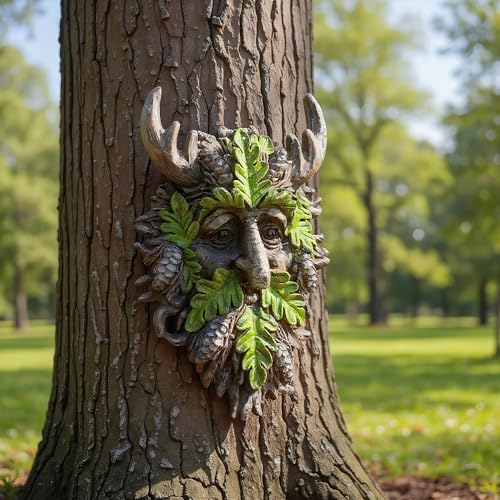 8.3" Real Tree Face Hugger Statue (Green)
