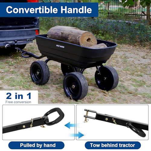 7 Cu Ft Poly Garden Dump Cart 1200 lbs with No Flat Tires