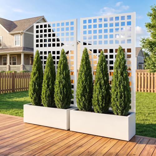 Metal Raised Garden Bed with Trellis (White-square / 71"x35")