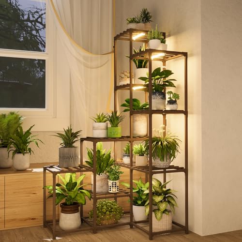Corner Plant Stand With Grow Lights