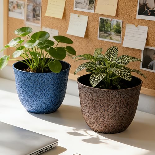 Garden Plastic Round 8" Plant Pots for Indoor Plants (6 Count)