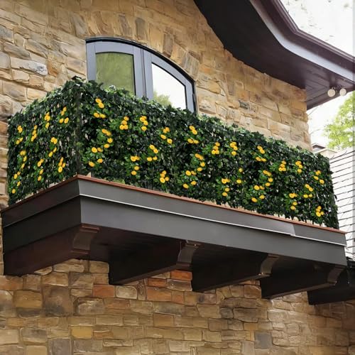 Artificial Expandable Ivy Privacy Fence Screen (BRANCH-JUHUA YELLOW)
