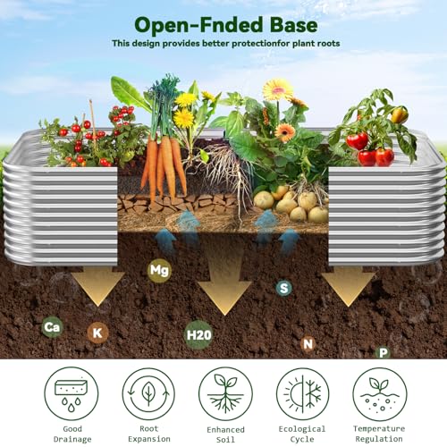 2 Pack Tall Corrugated Galvanized Steel Raised Garden Bed Outdoor (Silver / 3x2FT)