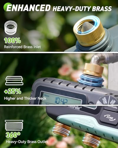 3 Zone Water Timer with Brass Inlet & Outlet (Blue / 3 Zone Water Timer)