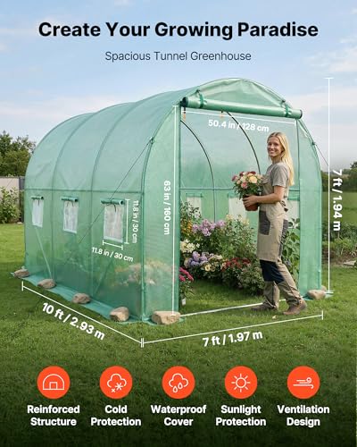 Walk in Tunnel Greenhouse (Green / 10x7x7 ft)