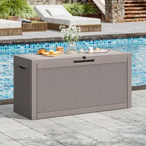 75 Gallon Outdoor Storage Box Waterproof Deck Box for Patio (Grey / 75 Gallon)