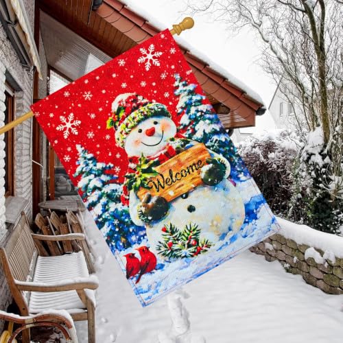 12×18 Christmas Snowman Garden Flag (Red / 12×18inch)