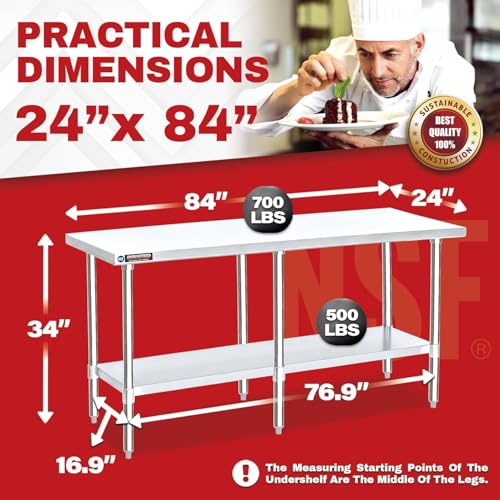 24x84 Stainless Steel Work Table (24" x 84" / Standard Table)