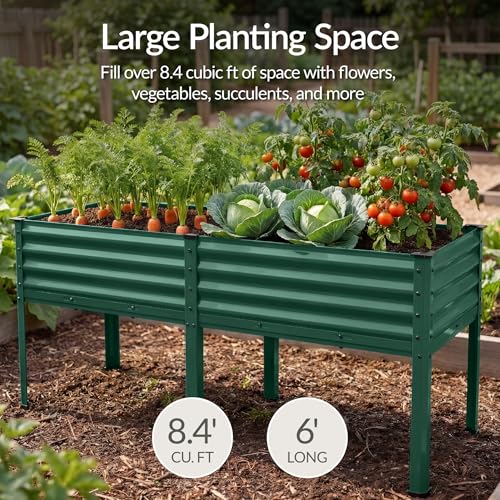 72x24x30in Non Toxic Galvanized Raised Garden Bed (72x24x30in / Dark Green)