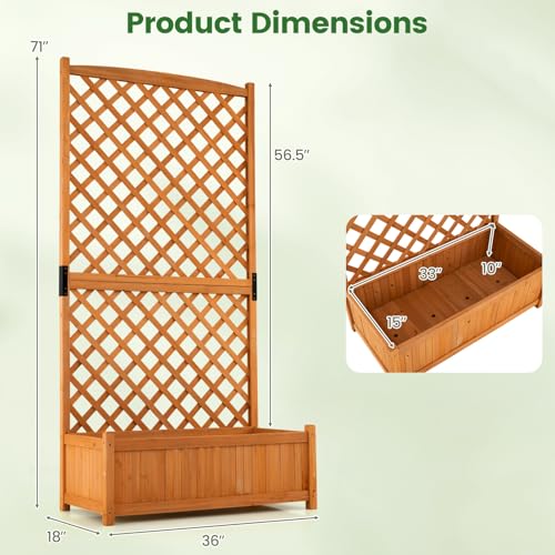 Raised Garden Bed with Trellis (Orange / 36"Lx18"Wx71"H)