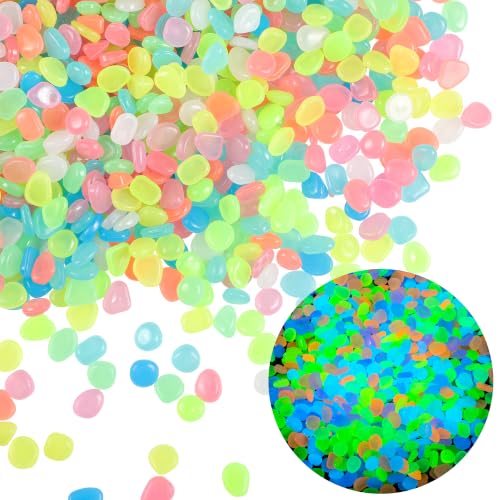 1000 PCS Mini Glow in The Dark Rocks Mixed Color Luminous Stones 1cm Small (Mixed/1000 pcs / 0.8-1.3[Mini])