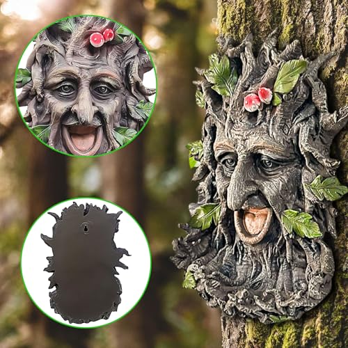 12" Real Tree Face Hugger Statue (Green Red)