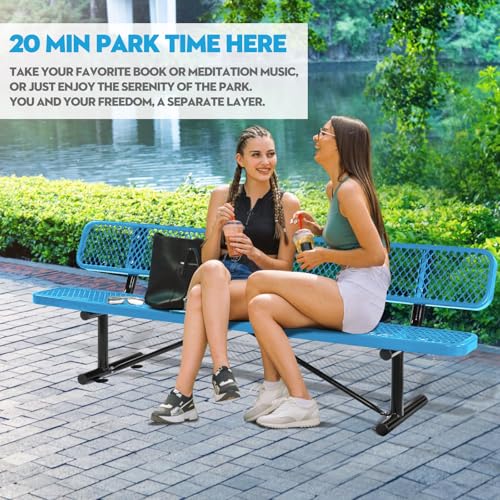 8Ft Outdoor Bench with Blue Portable Frame
