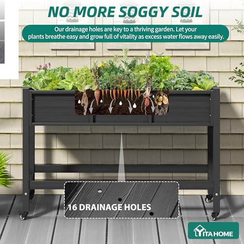 Raised Garden Bed HDPE 2PCS (47x18x31in-2pcs / Black)