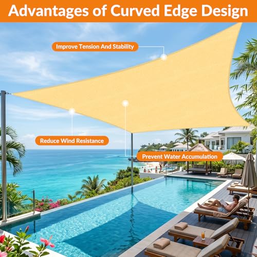 6'X8' Sun Shade Sail Gray Curved Rectangle (Gray / 0 6' X 0 8')