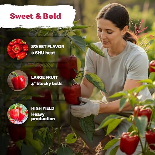 50 Big Red Bell Pepper Heirloom Vegetable Seeds
