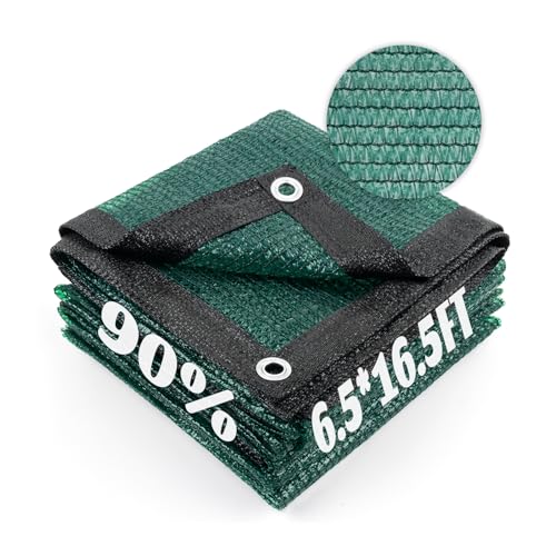 Shade Cloth with Grommets for Garden (6.5FTx16.5FT / 90% Shade-Dark Green)
