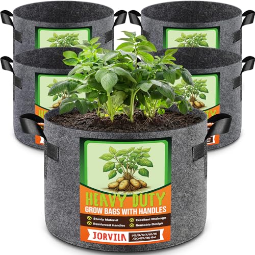 5 Pack 5 Gallon Grow Bags (Gray / 5 Gallon)