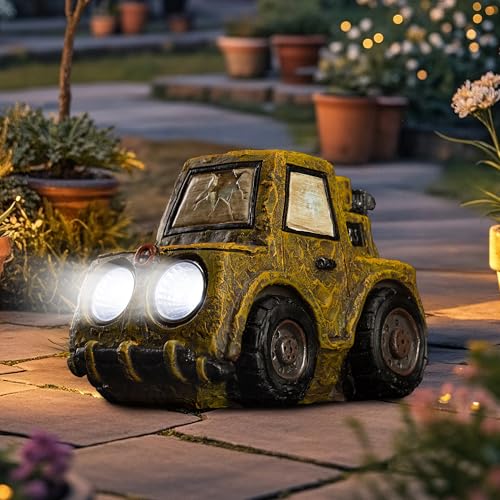 Solar Car Statue Outdoor Garden Decor (Truck)