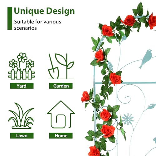 2 Pack 86.5" x 19.7" Metal Garden Trellis for Climbing Plants (2 Pack - Arched - 86.5" x 19.7"-Green)
