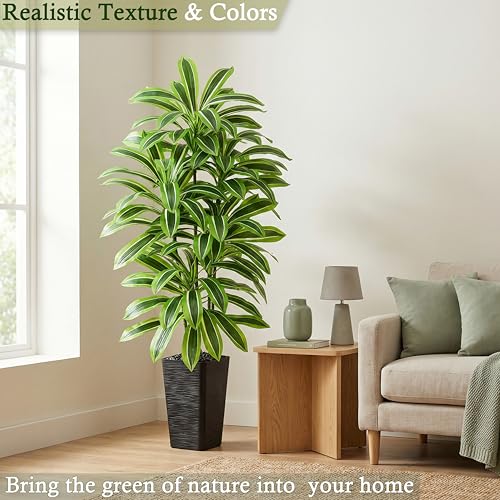 Artificial Dracaena Tree (Light Green – Black Pot / 5FT)