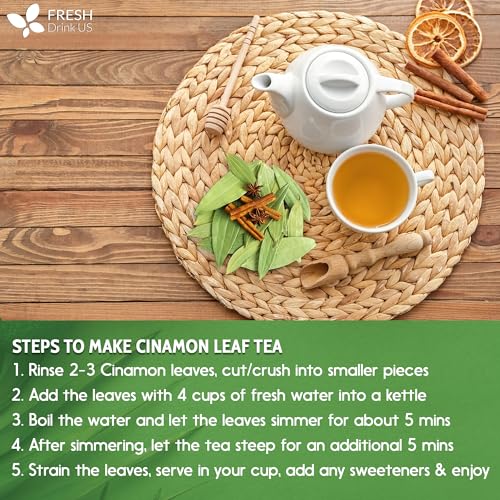 50+ (3oz) Natural Cinnamon Leaves, Whole Dried Cinnamon Leaves, 100% Pure from Dried Cinnamon Leaves, Cinnamon Leaf Tea, No Additives, No Caffeine, Vegan (50 Count)