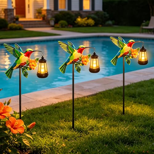 2 Pack Hummingbird Solar Garden lights Outdoor Waterproof