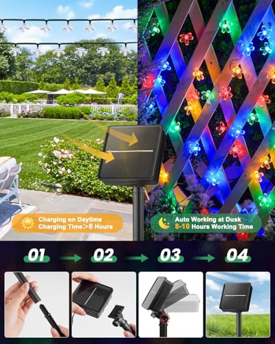 60 LED Flower Solar String Lights Outdoor Waterproof (Multicolor / 4 Pack)