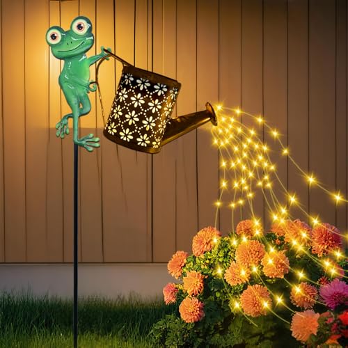 Solar Watering Can with Cascading Lights Outdoor Garden Decor (B.Frog)