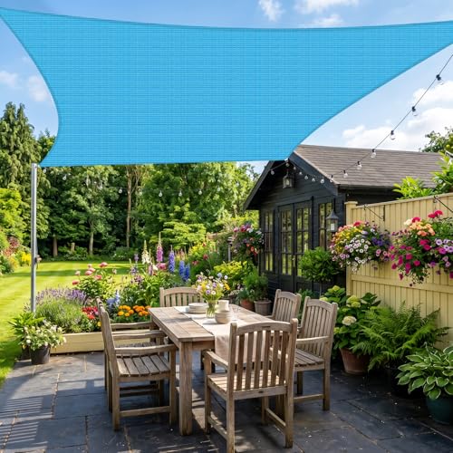 19'X20' Sun Shade Sail Turquoise Mixed Curved Square Customizable (Turquoise Mix / 19'X20' custom)