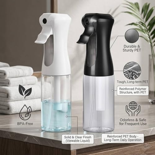 200ml Continuous Mist Spray Bottle for Hair and Skin Care 4 Pack (Variety Pack of 4)