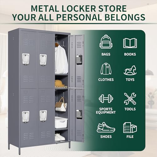 6 Doors Metal Employee Locker (6 Door-Upgraded / Grey)