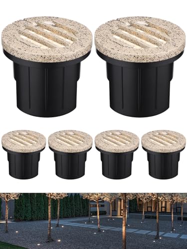 6 Pack Dia. 4 Inch 3000K Well Lights Grated Top Rock Color (6 Count)