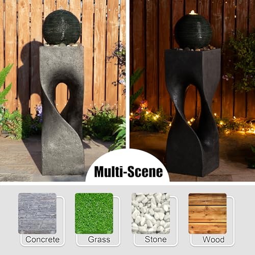 Outdoor Water Fountain (Resin/Gray/Curved / 36.5" H)