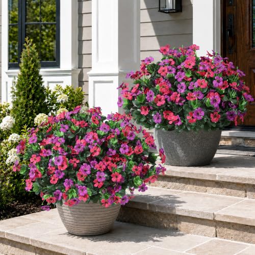 Artificial Flowers for Outdoor Indoor Garden Home Decoration (Fabric Purple Pink)