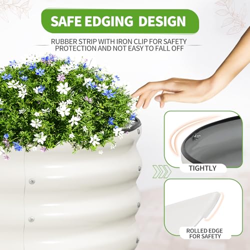 Galvanized Raised Garden Bed Outdoor (White / 6x2x1.4ft)