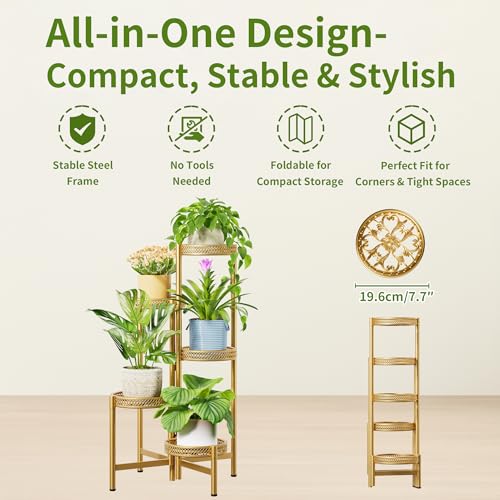 Gold Plant Stand Indoor Outdoor (GoldWave / 5-tiers)