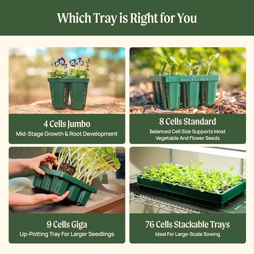 10" x 20" 76 Cells Seed Starter Tray Stackable Seedling Starting Germination Trays for Plants Planting Vegetables Herbs Flowers (3 Pack / 76 Cells Stackable Tray)