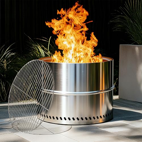 19.5 Inch Smokeless Firepit with Grill (19.5 Inch)