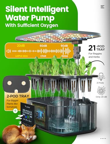 LPH-Max 21-Pod Hydroponic Growing System Kits, Smart Indoor Garden with APP & WiFi Control, Auto Watering & Nutrient Supply, 36W Full Spectrum LED Grow Light, 7.5L Tank, Up to 30" Height (21 Pods)
