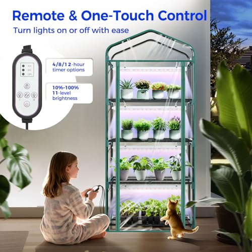 Indoor Greenhouse with Grow Light (Transparent / 4 Tier with Grow Light)