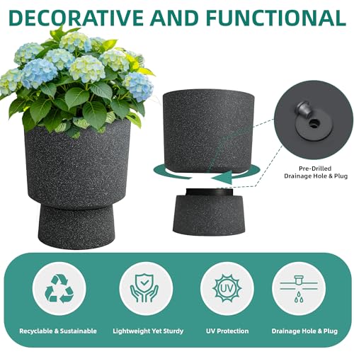 Autodaya 16.8" Urn (16.8"h-black Terrazzo)