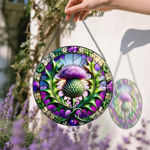Stained Glass Window Hanging (Thistle)