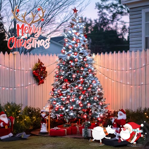 2 Pack Solar Christmas Lights (Red and White / 100LED*2)