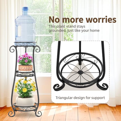 3 Tiers Metal Corner Plant Flower Stand Tall Indoor Outdoor (Black / 3 Tier)